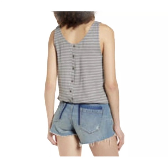 Project Social T Crop Tank Top Sleeveless Gray Stripe Tee Shirt S - Picture 2 of 6